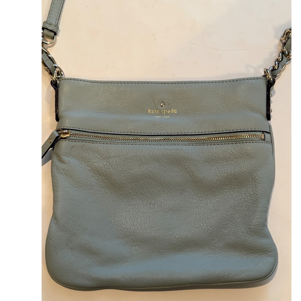 Kate Spade New York Light Blue Pebbled Leather Crossbody Bag Gold Hardware